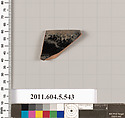 Terracotta rim fragment of a kylix (drinking cup), Terracotta, Greek, Attic