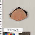 Terracotta fragment of a kylix (drinking cup), Terracotta, Greek, Attic