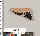 Terracotta fragment of a kylix (drinking cup), Terracotta, Greek, Attic