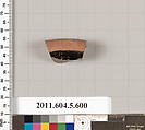 Terracotta fragment of a kylix (drinking cup), Terracotta, Greek, Attic