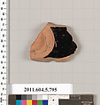 Terracotta fragment of a kylix (drinking cup), Terracotta, Greek, Attic