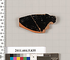 Terracotta fragment of a kylix (drinking cup), Terracotta, Greek, Attic