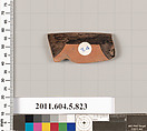 Terracotta rim fragment of a kylix (drinking cup), Terracotta, Greek, Attic