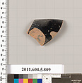 Terracotta rim fragment of a kylix (drinking cup), Terracotta, Greek, Attic