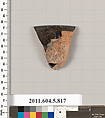 Terracotta rim fragment of a kylix (drinking cup), Terracotta, Greek, Attic