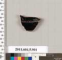 Terracotta fragment of a kylix (drinking cup), Terracotta, Greek, Attic