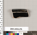 Terracotta rim fragment of an open shape, Terracotta, Greek, Attic