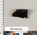 Terracotta rim fragment of an open shape, Terracotta, Greek, Attic