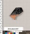 Terracotta rim fragment of a kylix (drinking cup), Terracotta, Greek, Attic