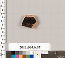 Terracotta rim fragment of an open shape, Terracotta, Greek, Attic