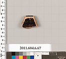 Terracotta rim fragment of an open shape, Terracotta, Greek, Attic