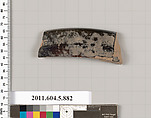 Terracotta rim fragment of a kylix (drinking cup), Terracotta, Greek, Attic