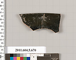 Terracotta rim fragment of a kylix (drinking cup), Terracotta, Greek, Attic