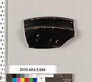 Terracotta rim fragment of a kylix (drinking cup), Terracotta, Greek, Attic