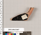 Terracotta fragment of a kylix (drinking cup), Terracotta, Greek, Attic