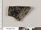 Terracotta fragment of a kylix (drinking cup), Terracotta, Greek, Attic