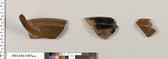 Terracotta fragments of a kylix (drinking cup), Terracotta, Greek, Attic