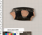 Terracotta rim fragment of a kylix (drinking cup), Terracotta, Greek, Attic