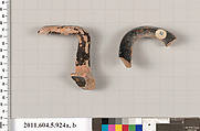 Terracotta fragments of a kylix (drinking cup), Terracotta, Greek, Attic