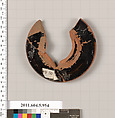Terracotta fragment of a kylix (drinking cup), Terracotta, Greek, Attic
