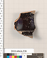 Terracotta fragment of an oinochoe (jug)?, Terracotta, Greek, Attic