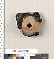 Terracotta fragment of a kylix (drinking cup), Terracotta, Greek, Attic