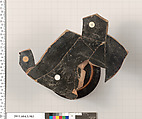 Terracotta fragment of a kylix (drinking cup), Terracotta, Greek, Attic