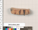 Terracotta fragment of a closed shape, Terracotta, Greek, Attic