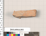 Terracotta fragment of a closed shape, Terracotta, Greek, Attic