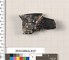 Terracotta fragment of an undetermined shape, Terracotta, Greek, Attic