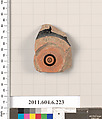 Terracotta fragment of an open shape, Terracotta, Greek, Attic