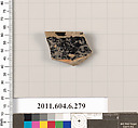 Terracotta rim fragment of an open shape, Terracotta, Greek, Attic