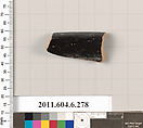 Terracotta rim fragment of an open shape, Terracotta, Greek, Attic