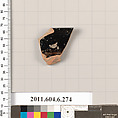 Terracotta rim fragment of an open shape, Terracotta, Greek, Attic