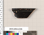 Terracotta rim fragment of an open shape, Terracotta, Greek, Attic