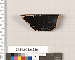 Terracotta rim fragment of an open shape, Terracotta, Greek, Attic