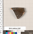 Terracotta rim fragment of an open shape, Terracotta, Greek, Attic