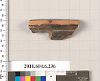 Terracotta fragment of a bowl, Terracotta, Greek, Attic