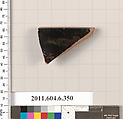 Terracotta rim fragment of a closed shape, Terracotta, Greek, Attic