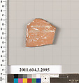 Terracotta fragment of a closed shape, Terracotta, Greek, Attic?