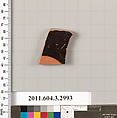 Terracotta fragment of a kylix (drinking cup), Terracotta, Greek, Attic