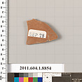 Terracotta fragment of a kylix (drinking cup), Terracotta, Greek, Attic