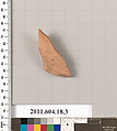 Fragment of a glazed ceramic plate, Engraved slipware, Byzantine