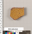Fragment of a glazed ceramic plate or bowl, Earthenware, glaze, Byzantine