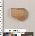 Fragment of a glazed ceramic plate or bowl, Earthenware, glaze, Byzantine