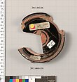 Terracotta fragment of a stemless kylix (drinking cup), Terracotta, Greek, Attic