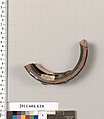 Terracotta fragment of a stemless kylix (drinking cup), Terracotta, Greek, Attic