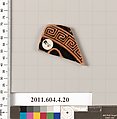 Terracotta fragment of a kylix (drinking cup), Terracotta, Greek, Attic