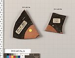 Fragments of a terracotta kylix:band-cup, Terracotta, Greek, Attic