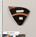 Terracotta fragment of a kylix: band-cup (drinking cup), Terracotta, Greek, Attic
